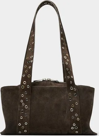 Osoi Womens Shell Duffel brown suede mini shoulder bag