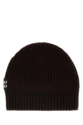 Miu Miu Dark Brown Stretch Wool Blend Beanie Hat