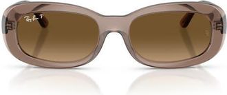 Ray-Ban 56mm Polarized Oval Sunglasses in Beige at Nordstrom