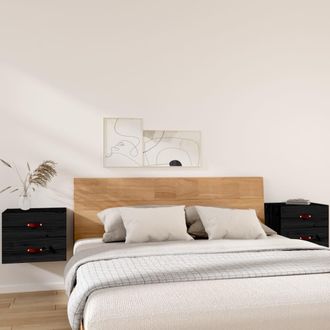 vidaXL Mesitas De Noche De Pared 2 Uds Negro 50x36x40 Cm Vidaxl