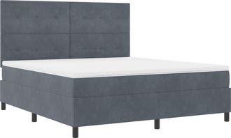 vidaXL Box Spring Bed with Mattress Dark Grey 180 x 200 cm Velvet vidaXL