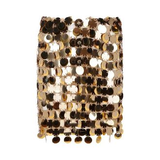 Paco Rabanne Gold Sparkle Discs Skirt, Brand Size 38 (US Size 6)
