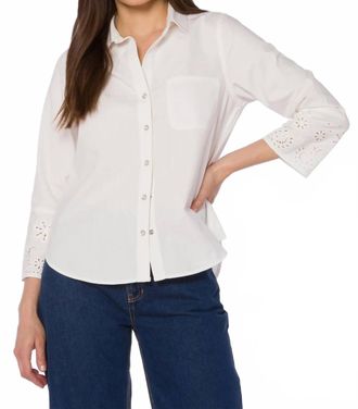 Velvet Heart Blake 3/4 Sleeve Snap Top In Optic White