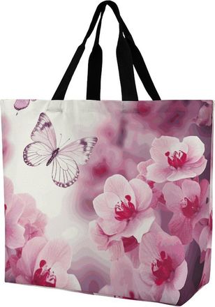 Generic Flowers And Butterfly Shopper Bag Foldable Tote Bag Reusable Tote Bags For Daily Use Casual Camping
