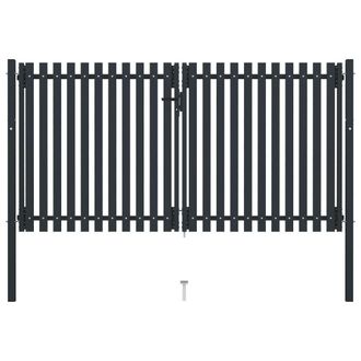 Berkfield Home Double Door Fence Gate Steel 306x220 cm Anthracite