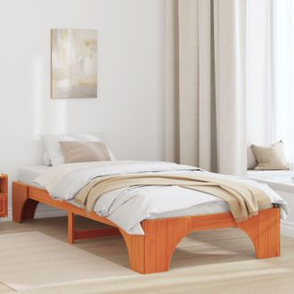 Berkfield Home Bed Frame Wax brown Solid pine wood 100 x 200 cm Durable