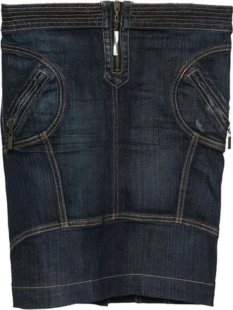 Cavalli pre-owned zip-detail denim skirt - Blue