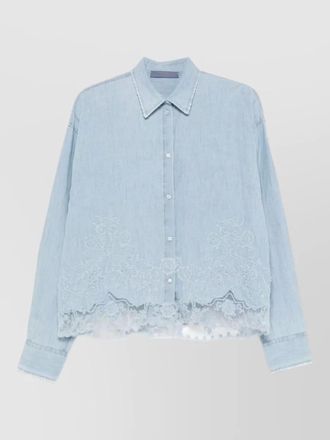 Ermanno Scervino embroidered cotton linen shirt lace detail