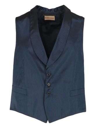 Romeo Gigli 1990s single-breasted striped waistcoat - men - Silk/Cupro - 50 - Blue