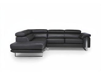 VENTE-UNIQUE.COM Sof&aacute; rinconera piel negro