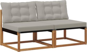 vidaXL 2 Uds. Sof&aacute; Intermedio De Exterior Madera De Acacia S&oacute;lida Vidaxl