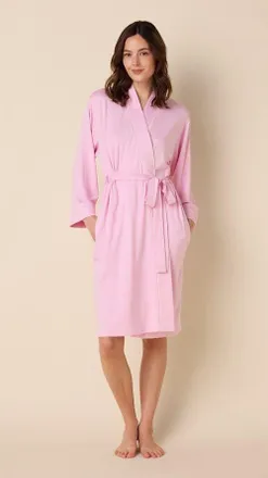 The Cats Pajamas Pima Knit Robe in Classic Pink Moment at Nordstrom, Size Medium/large