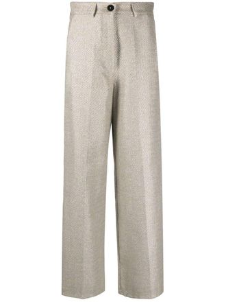 Forte_Forte wide-leg cotton-blend trousers - Silver