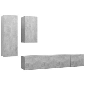 Berkfield Home 4 Piece TV Cabinet Set Concrete Grey Engineered Wood