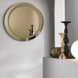 Capodarte Capodarte - Specchio tondo con decorazione sabbiata D90 cm levi Bronzo