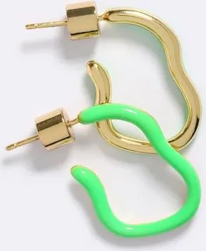 Emma Pills Baby Obsession Enamel Hoops in Green Glo at Nordstrom, Size Xx-Small