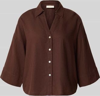 Freequent Boxy Fit Bluse mit V-Ausschnitt Modell Lava in Dunkelbraun, Gr&ouml;&szlig;e XXL