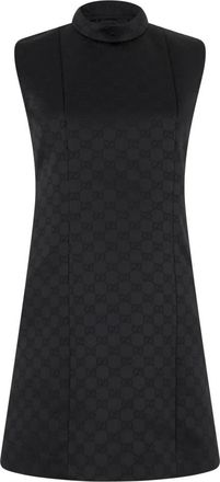 Gucci GG Viscose Jacquard Jurk - Dames - Korte kleedjes - Zwart - M - Polyester - Kleedjes