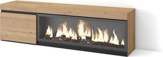 Skraut Home Skraut Home - Mueble Tv, Televisi&oacute;n, Muebles De Sal&oacute;n, Almacenaje, 160, Para Tv Hasta 65, Chimenea El&eacute;ctrica Xxl, Estilo Moderno, Roble