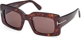 Tom Ford Sunglasses Square Full Rim, Dark Havana Frame And Brown Lens Ft118852E