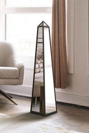 MirrorOutlet Black Metal Edged Mirrored Ornament (100CM X 20CM X 20CM) | Size: 1 Pack