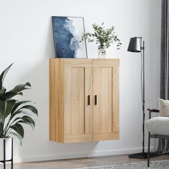 Berkfield Home Wall Mounted Cabinet Sonoma Oak 69.5x34x90 cm Engineered Wood in Light Tan