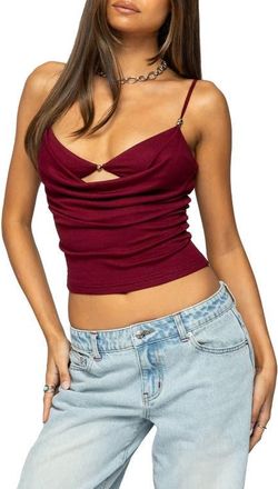 Edikted Layered Cowl Neck Knit Camisole in Burgundy at Nordstrom, Size X-Small