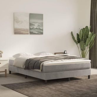 vidaXL Vidaxl - Cama Box Spring Con Colch&oacute;n Terciopelo Gris Claro 140x200 Cm