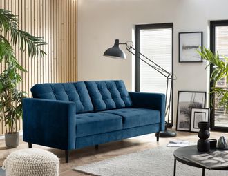 Furniturebox Jade 3-Seater Soft Touch Velvet Sofa With Solid Wood Frame in Navy