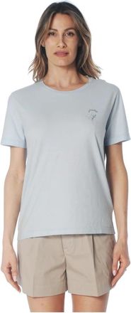 Dondup Regular-fit T-shirt met ronde hals - Dames - T-shirts - Blauw - S - Katoen - Tops