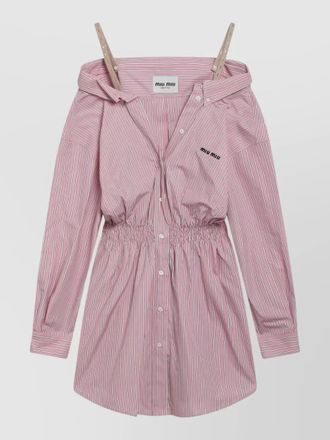 Miu Miu long sleeve dress striped pattern waist
