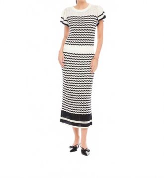 Fifteen Twenty Uma Crochet Sweater Top In Black And Cream