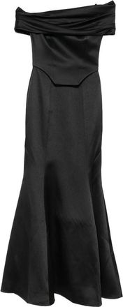 Solace London Off-shoulder Satin-finish Maxi Dress