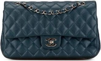 Chanel Pre-owned Classic Double Flap Shoulder Bag - Dames - Vintage Schoudertas - Blauw - ONE Size - Leer - Vintage