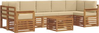 vidaXL Conjunto De Sof&aacute;s De Exterior 8 Uds. Natural Y Beige Vidaxl