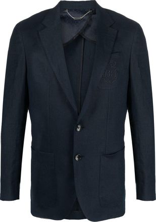 Billionaire Boys Club logo-embroidery linen blazer - men - Linen/Flax/Viscose/Acetate - 52 - Blue