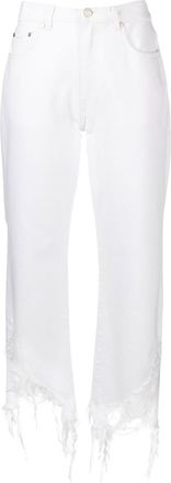 Stella McCartney distressed straight-leg jeans - women - Cotton - 26 - White