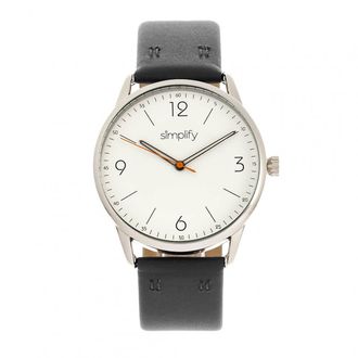 Simplify The 6300 White Dial Black Leather Watch SIM6301