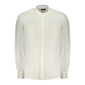 North Sails Mandarijnkraag Shirt - Heren - Casual Overhemden - Wit - S - Linnen - Overhemden