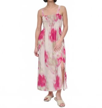 DKNY Printed Rumpled Voile Dress In Watercolor