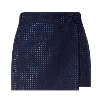 Pinko Minifalda cruzada con pedrer&iacute;a - Skirts - Mujer - Azul - XS