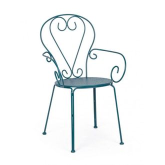 Konte Design Lote de 4 sillas apilables de acero azul, con reposabrazos