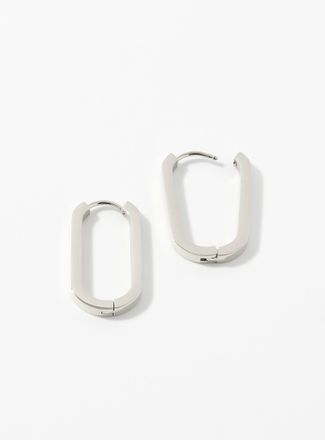 Simons Womens Shiny oval Hoop Earrings