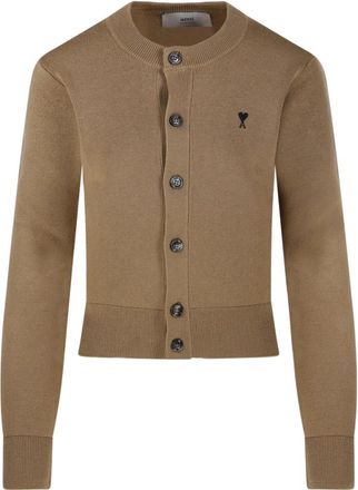 Ami ADC Round Neck Cardigan Merino - Dames - Vesten - Beige - S - Truien & Vesten