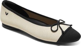 Vivaia Tiana Almond-Toe Bow Flats in Cream Ivory Black at Nordstrom, Size 6.5