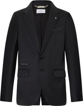 Philipp Plein logo-appliqu&eacute; blazer - Black