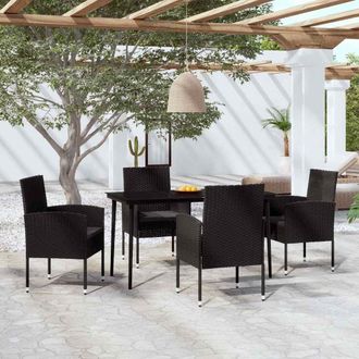 vidaXL Juego De Comedor Para Jard&iacute;n 5 Piezas Negro Vidaxl