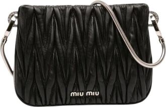 Miu Miu Pre-owned Cross Body Bags, female, Black, Size: ONE SIZE Pre-owned Quilted Nappa Leather Shoulder Bag