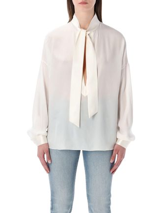 Tom Ford Silk Shirt Front Tie Blouse