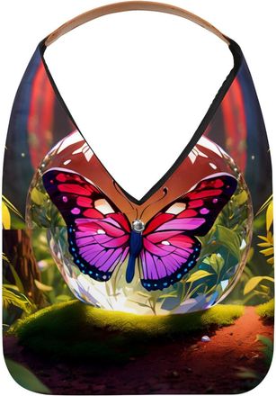 Generic Butterfly Crystal Ball Reusable Lightweight Grocery Bags - Foldable Into Compact Pouch, Washable & Sturdy, Multipurpose for Shopping and Travel